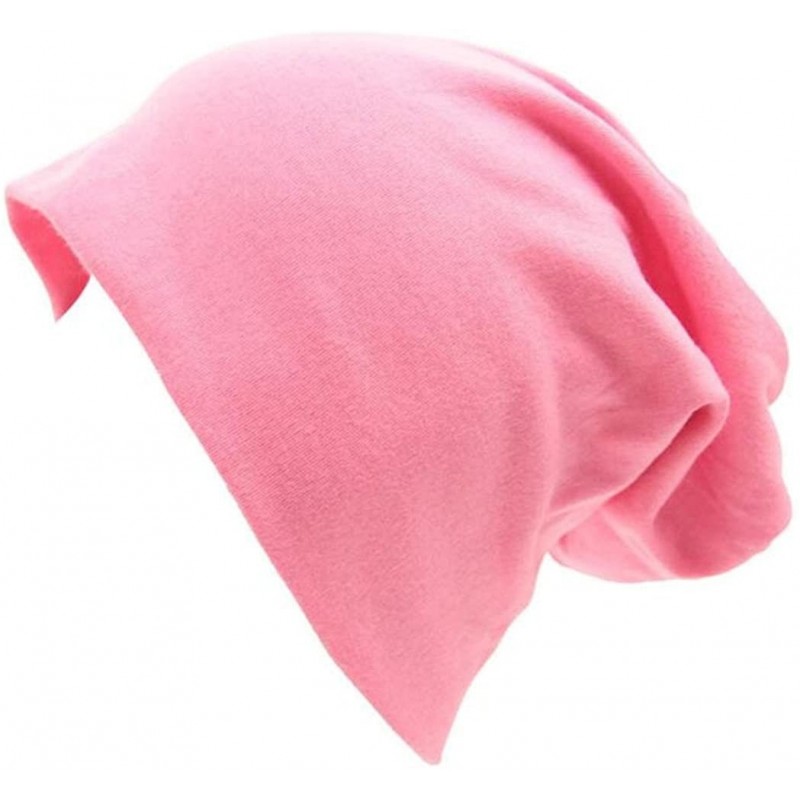 Skullies & Beanies Unisex Baggy Lightweight Hip-Hop Soft Cotton Slouchy Stretch Beanie Hat - Pink a - CU12LXK6Z0L $7.68