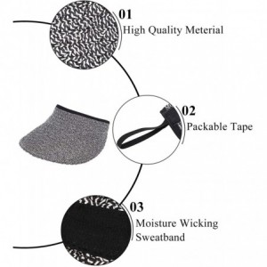 Visors Women's Wide Brim Roll-up Foldable Straw Sun Visor Hat - Black/White - CH18L8CU4GC $21.99