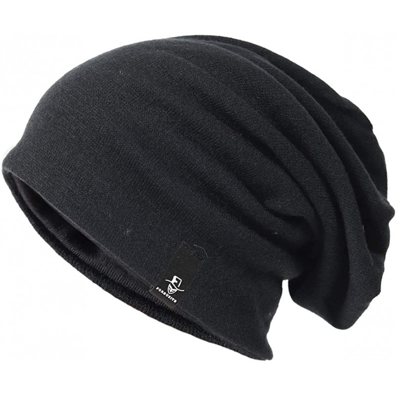 Skullies & Beanies Men Slouch Beanie Knit Long Oversized Skull Cap for Winter Summer N010 - Black - CC18GY76L75 $11.00