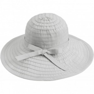 Sun Hats Floppy Women Sun Hat Foldable Large Brim Hat with Ribbon - Grey - CG123WQTF7J $25.98