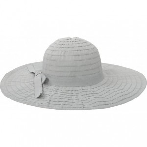 Sun Hats Floppy Women Sun Hat Foldable Large Brim Hat with Ribbon - Grey - CG123WQTF7J $9.82