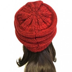 Skullies & Beanies Winter Thick Knit Slouchy Beanie (Set of 2) - Two Tone- Wine Red and Charcoal Gray - CC12OCTA3HC $26.24