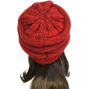 Skullies & Beanies Winter Thick Knit Slouchy Beanie (Set of 2) - Two Tone- Wine Red and Charcoal Gray - CC12OCTA3HC $11.70