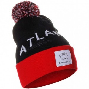 Skullies & Beanies Unisex USA Fashion Arch Cities Pom Pom Knit Hat Cap Beanie - Boston Black Red - CM12N6K42VS $12.14