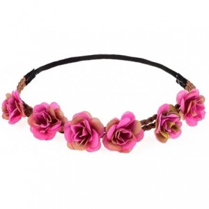 Headbands Rose Flower Wreath Headband Floral Crown Garland Halo for Wedding HH14 - Purple 1 - C012JWKR1ON $7.02