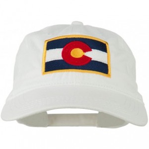 Baseball Caps Colorado State Flag Embroidered Washed Buckle Cap - White - CJ11Q3SYFFB $26.80