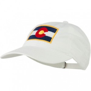 Baseball Caps Colorado State Flag Embroidered Washed Buckle Cap - White - CJ11Q3SYFFB $26.80