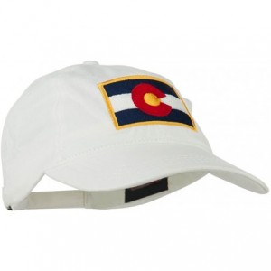 Baseball Caps Colorado State Flag Embroidered Washed Buckle Cap - White - CJ11Q3SYFFB $26.80