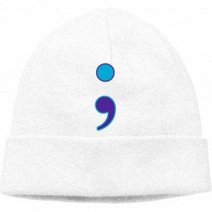 Skullies & Beanies Beanie Hat Semicolon Suicide Prevention Warm Skull Caps for Men and Women - White - CW18KI7HUSN $20.43