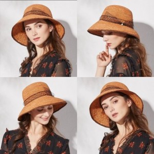 Sun Hats Womens 100% Raffia Straw Crochet Hat Foldable UPF Seashell/Bow Decoration - 99311_light Orange - C818SY4K2H6 $19.77