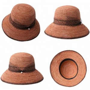 Sun Hats Womens 100% Raffia Straw Crochet Hat Foldable UPF Seashell/Bow Decoration - 99311_light Orange - C818SY4K2H6 $19.77