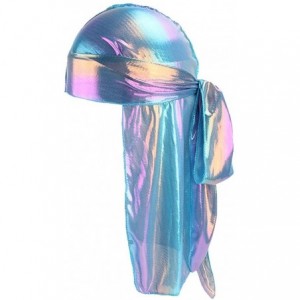 Skullies & Beanies Silky Durags Pack for Men Women Waves Satin Hair Bonnet Sleeping Hat Holographic Do Rags Set - C 3 - CW18X...