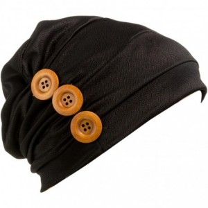 Headbands Print Flower Cap Cancer Hats Beanie Stretch Casual Turbans for Women - Button-(black+gray) - CP18DKYSMXW $17.07