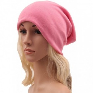 Skullies & Beanies Unisex Baggy Lightweight Hip-Hop Soft Cotton Slouchy Stretch Beanie Hat - Pink a - CU12LXK6Z0L $7.68