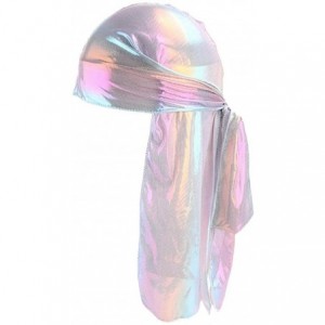 Skullies & Beanies Silky Durags Pack for Men Women Waves Satin Hair Bonnet Sleeping Hat Holographic Do Rags Set - C 3 - CW18X...