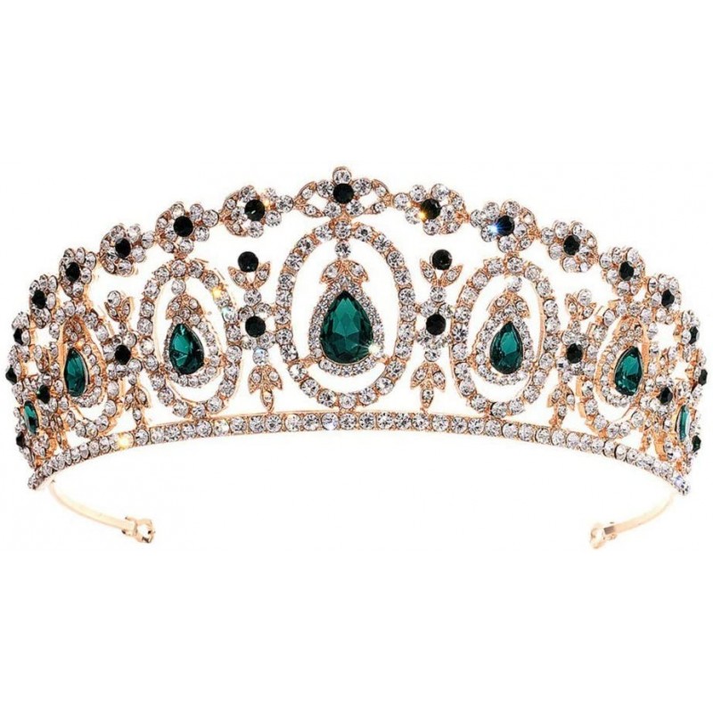 Headbands Headband Accessories Rhinestone Headpiece - Green - CM18QHT4QZE $13.99