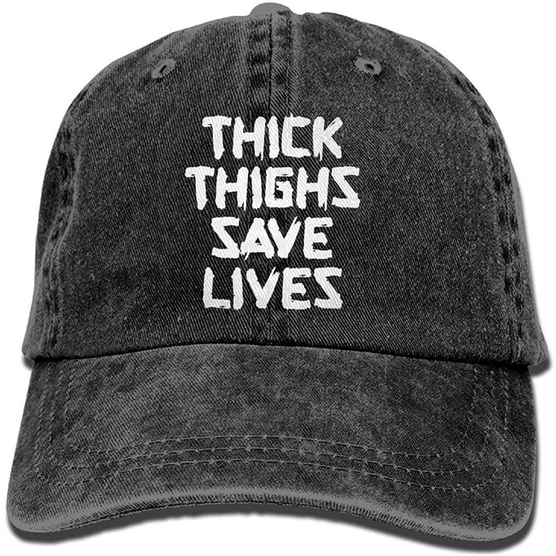 Baseball Caps Thick Thighs Save Lives Unisex Adult Adjustable Denim Dad Cap - Black - C4186DM9TTN $16.23