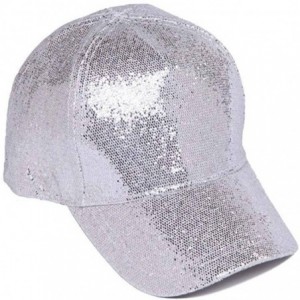 Baseball Caps Womens Fashion Glitter Baseball Cap - Silver - CL12I3TOO4T $32.40