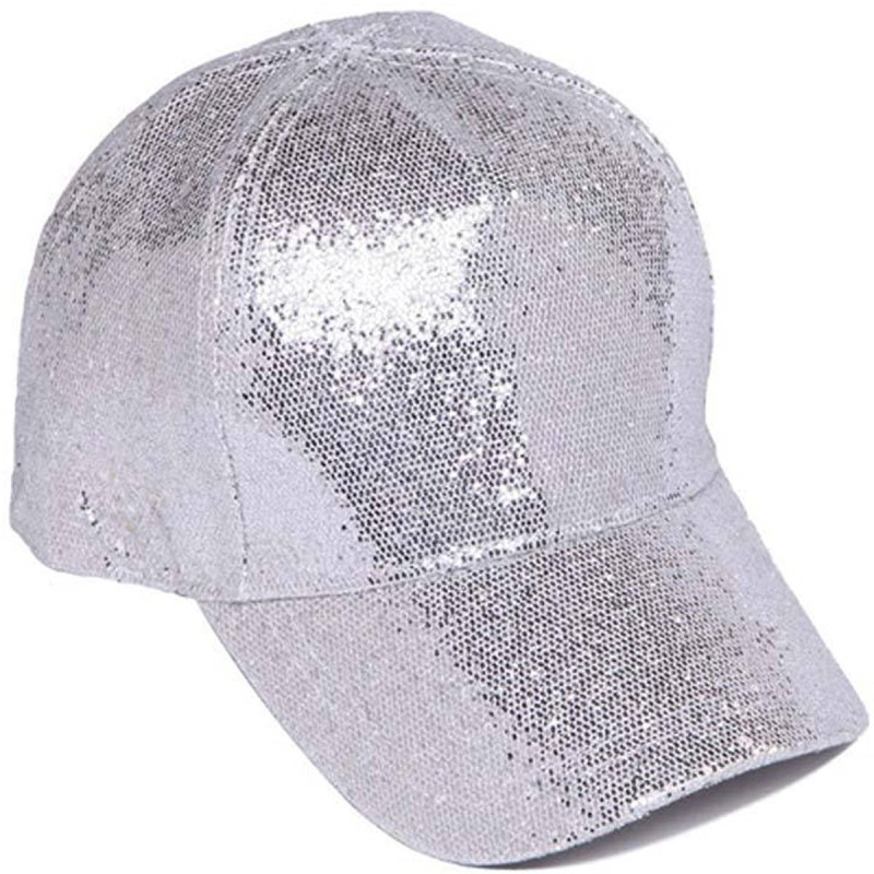 Baseball Caps Womens Fashion Glitter Baseball Cap - Silver - CL12I3TOO4T $22.20