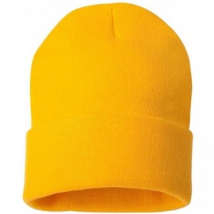 Skullies & Beanies SP12 - 12 Inch Solid Knit Beanie - Gold - CR1180CJMKV $7.87