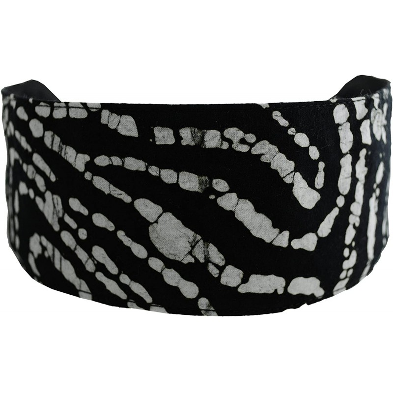 Headbands White Swirls on a Pure Black Background Batik Style Fabric - CS11455XMLH $7.79