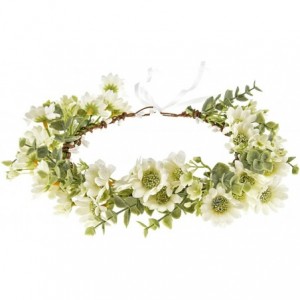 Headbands Boho Flower Headband Floral Garland Crown Wedding Festival Party Headpiece - White Daisy - CA196HIKL20 $12.64