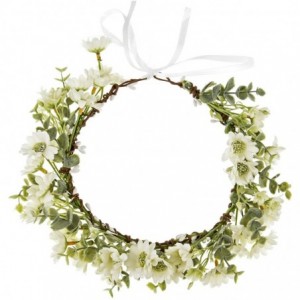 Headbands Boho Flower Headband Floral Garland Crown Wedding Festival Party Headpiece - White Daisy - CA196HIKL20 $12.64