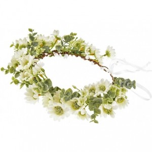 Headbands Boho Flower Headband Floral Garland Crown Wedding Festival Party Headpiece - White Daisy - CA196HIKL20 $12.64