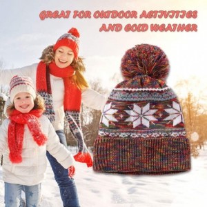Skullies & Beanies Women Girl Winter Hats Knit Soft Warm Earflap Hood Cozy Large Snowflake Beanie - Orange Without Braid - CX...