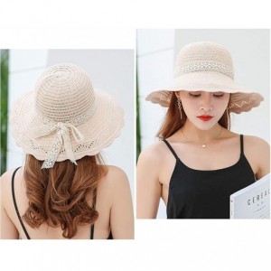 Sun Hats Sun Hat for Women Girls Large Wide Brim Straw Hats UV Protection Beach Packable Straw Caps - Light Pink(s2) - CV18TU...