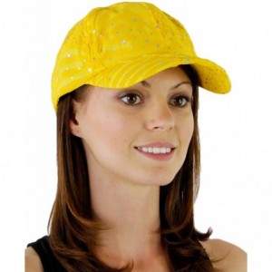 Baseball Caps Glitzy Game Sequin Trim Baseball Cap for Ladies - Yellow - CH11U4DQZTP $23.13