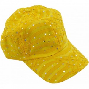 Baseball Caps Glitzy Game Sequin Trim Baseball Cap for Ladies - Yellow - CH11U4DQZTP $11.30