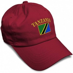 Baseball Caps Soft Baseball Cap Tanzania Flag Embroidery Twill Cotton Dad Hats for Men & Women - Burgundy - C518YSUM7TX $13.22