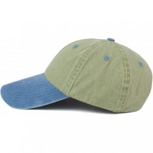 Baseball Caps 4 Inch Long Bill Pigment Dyed Washed Cotton Baseball Cap - Khaki Navy - CP18LRL8QNU $15.12