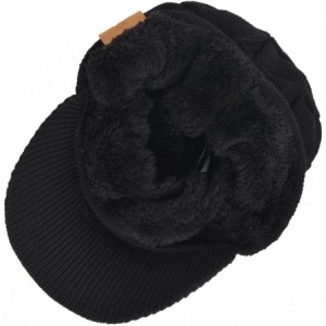 Newsboy Caps Retro Newsboy Knitted Hat with Visor Bill Winter Warm Hat for Men - Check-black - CV186X5X43Y $7.49