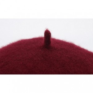 Berets Women's Classic Wool French Beret Solid Color - Wine - CV188YSO4LX $14.10