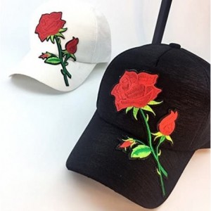 Baseball Caps Unisex Rose Embroidered Adjustable Strapback Dad Hat Baseball Cap - Black - CM182H6GLCA $12.53