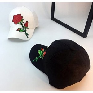 Baseball Caps Unisex Rose Embroidered Adjustable Strapback Dad Hat Baseball Cap - Black - CM182H6GLCA $12.53