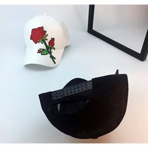 Baseball Caps Unisex Rose Embroidered Adjustable Strapback Dad Hat Baseball Cap - Black - CM182H6GLCA $12.53