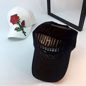 Baseball Caps Unisex Rose Embroidered Adjustable Strapback Dad Hat Baseball Cap - Black - CM182H6GLCA $12.53