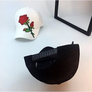 Baseball Caps Unisex Rose Embroidered Adjustable Strapback Dad Hat Baseball Cap - Black - CM182H6GLCA $12.53