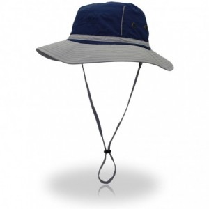 Bucket Hats Outdoor Sun Hats with Wind Lanyard Bucket Hat Fishing Cap Boonie for Men/Women/Kids - Blue Grey - C417YX7SDIX $11.55