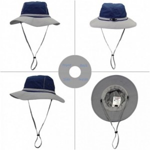 Bucket Hats Outdoor Sun Hats with Wind Lanyard Bucket Hat Fishing Cap Boonie for Men/Women/Kids - Blue Grey - C417YX7SDIX $11.55