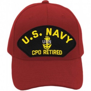 Baseball Caps US Navy CPO Retired Hat/Ballcap (Black) Adjustable One Size Fits Most - Red - CH18LZ3YT6Z $17.45