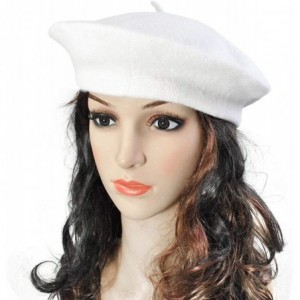 Berets Spring Beret Hat Flat Cap Women Wool Berets Hat Caps Casquette Female Warm Winter Cap - Rose - CF18A2XH27L $17.64