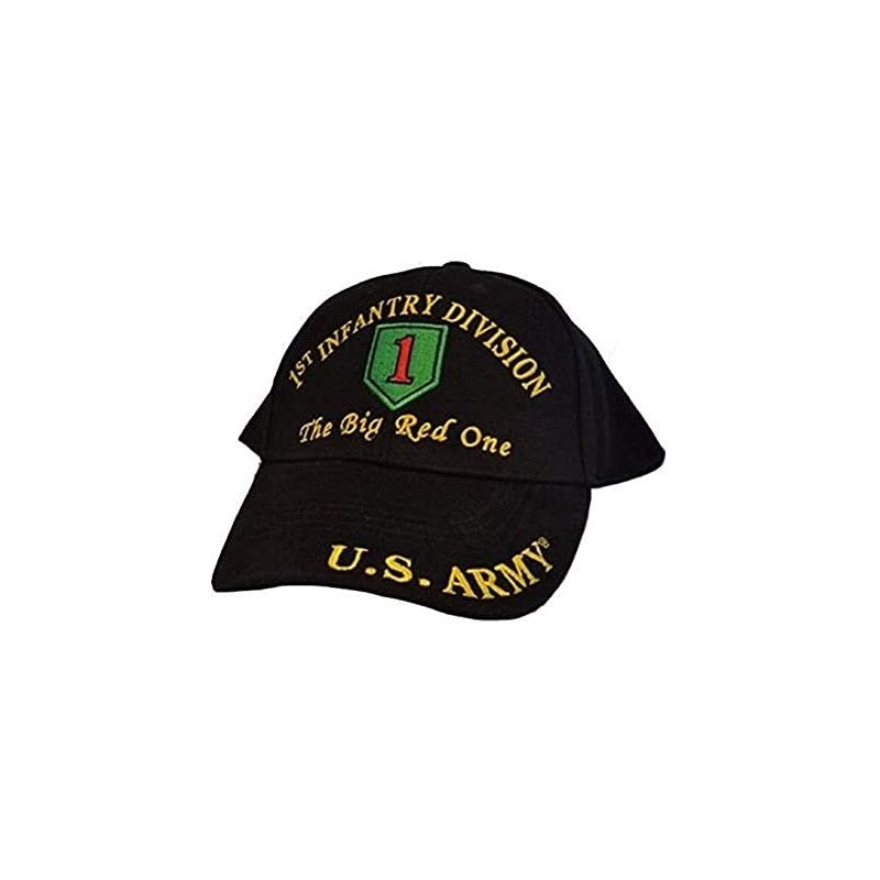 Skullies & Beanies U.S. Army 1st First Infantry Division The Big Red One Black Embroidered Cap Hat - CV188T3TZ3U $9.15