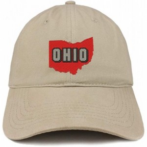 Baseball Caps Ohio State Embroidered Unstructured Cotton Dad Hat - Khaki - CW18S06MUK2 $17.88