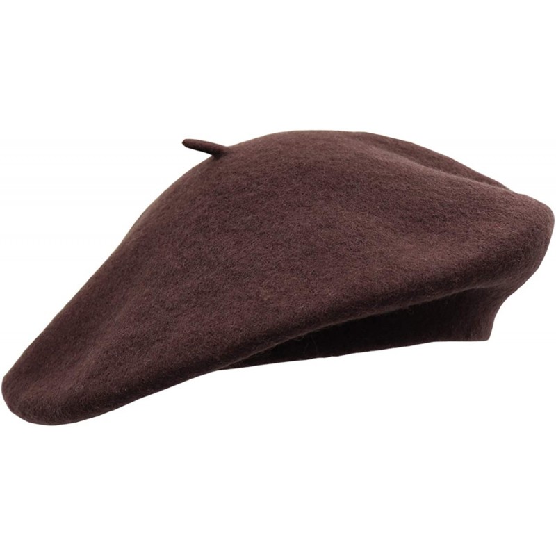 Berets Wool French Beret Hat for Women - Dark Brown - CI18AI500KD $22.94