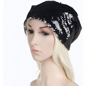Sun Hats Fashion Women Wraps Sequins Knit Crochet Ski Hat Braided Turban Headdress Cap - Black - CO18I8NCQU9 $8.58