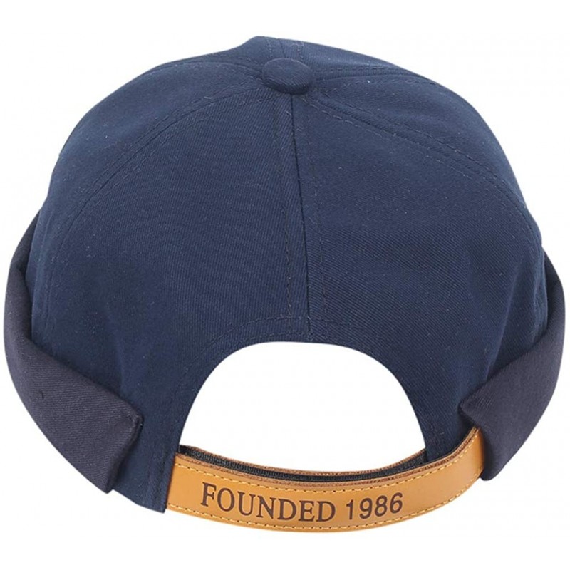 Visors Unisex Dome Melon Hat Casual Sailor Mechanic Brimless Solid Color Street Wild Elegant Young Master Hat - Navy - C218UI...
